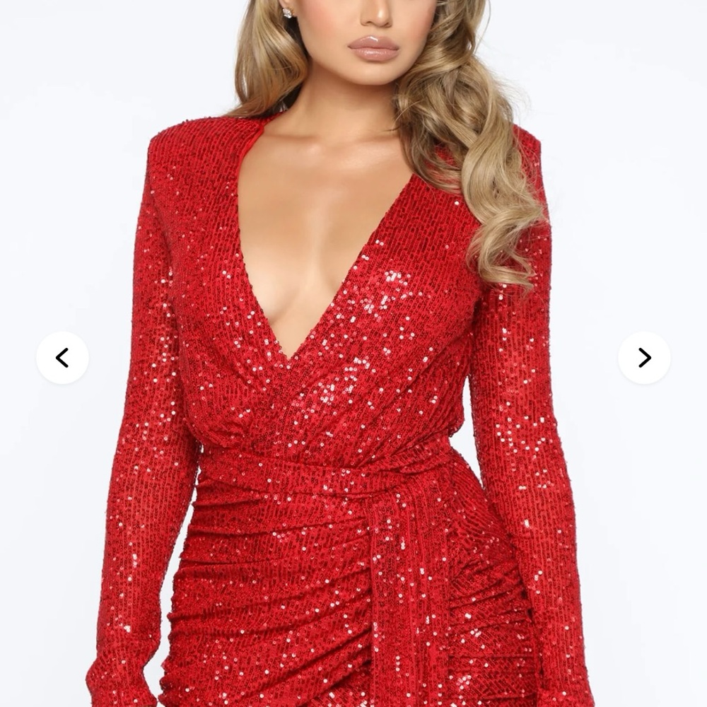 Fashion Nova Center Stage Red Sequin Dress